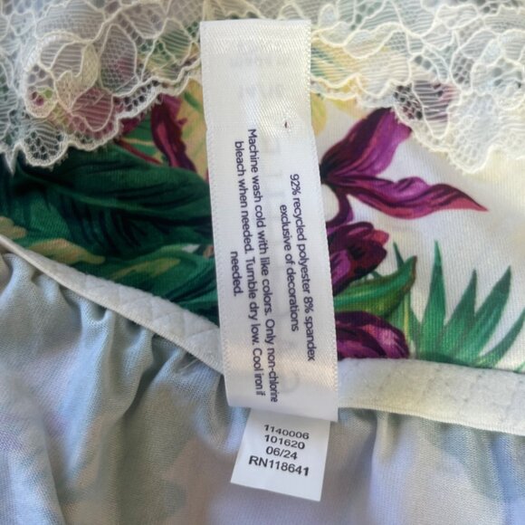 Cacique Floral Print Camisole Sleep Shirt Womens L/XL Green New WOT Lace Trim - Picture 8 of 8